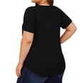 thumbnail image 3 of Tops de Talla Grande para Mujer, Corta, Cuello Cuadrado, Túnica Holgada de Verano para Leggings. Negro XL, 3 of 7