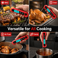 thumbnail image 3 of Meat Thermometer, Instant Read Digital Food Thermometer with Foldable Probe, IP67 Waterproof Cooking Thermometer for Grilling BBQ Smoker Air Fryer, Red, 3 of 7