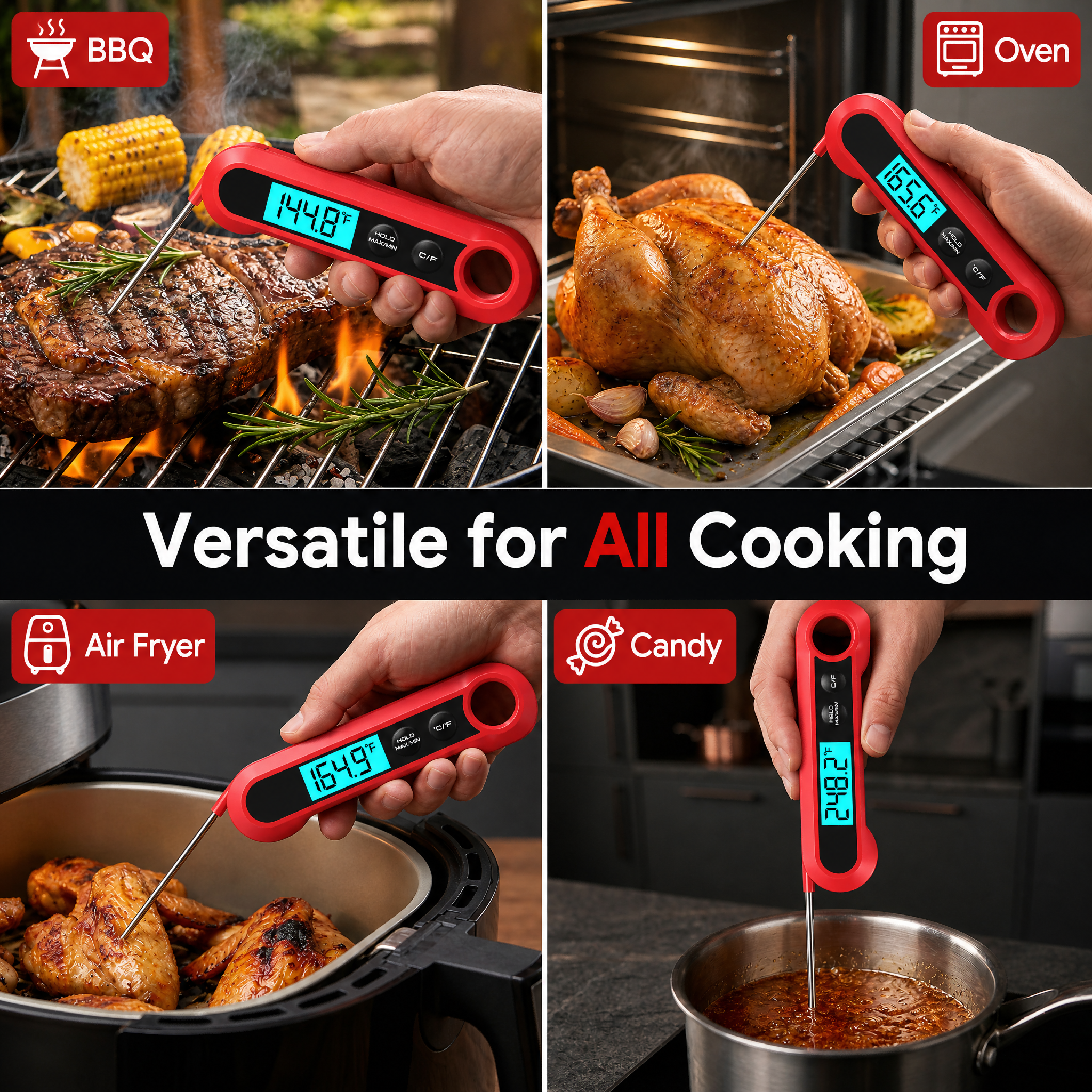 Amumu Instant Read Digital Meat Thermometer with Foldable Probe photo 3