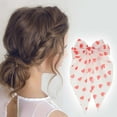 thumbnail image 2 of Unique Bargains 1 Pc Cute Heart Shaped Printed Bow Ribbon Spring Hair Clips Red White, 2 of 5
