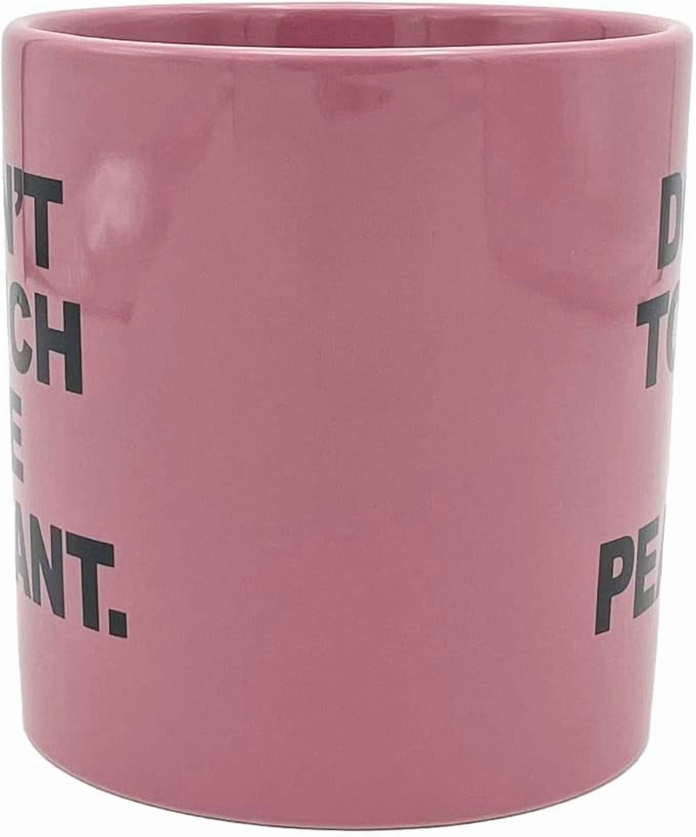 Island Dogs Giant Pink Don't Touch Me Peasant Novelty Mug – 22 oz Light Pink Ceramic Mug with Bold Black Text – Funny Coffee Mug for Home or Office