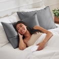 thumbnail image 4 of Bare Home Satin Pillowcase Set of 2 - Silky Soft for Hair and Skin - Zipper Closure - King, Gray, 4 of 7