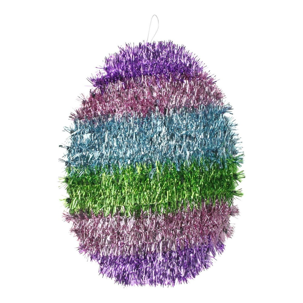 12" MultiColor Tinsel Easter Egg Spring Window Decoration Walmart