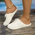 thumbnail image 2 of Women Breathable Slip on Clogs Perforated Closed Toe Beach Sandals Outdoor Walking PVC Upper Rubber Sole Round Toe 2cm Flat Heel All Season Daily Wear, 2 of 8