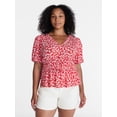 thumbnail image 2 of Time and Tru Women's and Women's Plus V-Neck Shirred Peplum Top, Sizes XS-XXXL, 2 of 6