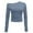 A-Blue424, variant on XIAOCHA Women's Asymmetrical Crop Top One Shoulder Ruched Long Sleeve Blouse Stretchy Trendy Going Out Tee