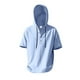 thumbnail image 4 of pstuiky camisetas de hombre, Blusa de lino con capucha y manga corta para hombre, color liso, con botones y cordón ajustable camisas casuales para hombre m, 4 of 8