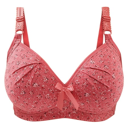 

Women s Cushioned Underwire Lightly Lined T-shirt Bra Bowknot Printing Comfortable Hollow out Bra Underwear No Rims