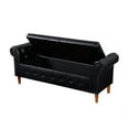 thumbnail image 1 of 63 inches Storage Bench, PU Leather End of Bed Bench with Rolled Arms and Button Decor, Upholstered Ottoman for Bedroom Living Room and Entryway, Weight Capacity 500 lbs, Black, 1 of 7