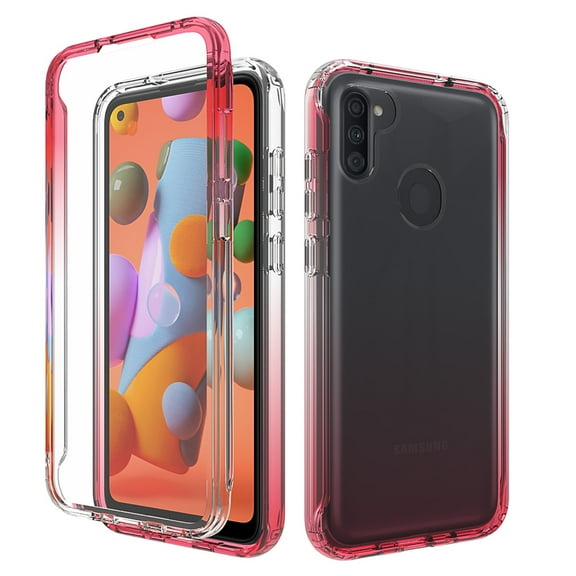 Samsung Galaxy A11 Case, KAESAR Full-Body Rugged Ultra Transparency Hybrid Protective Case With Built-in Screen Protector for Samsung Galaxy A11 (Red)