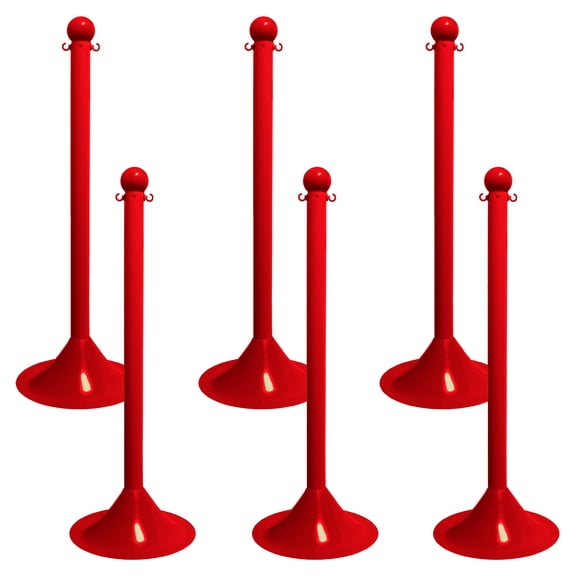 2 Inch Red Light Duty Stanchion (6 Pk)