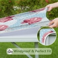 thumbnail image 6 of Square Tablecloth with Elastic Edges 36 * 36 Inch Pioneer Waterproof Pink Paper Peony Flowers Table Cover Washable Indoor and Outdoor for Party Kitchen Dinner Banquet Patio Picnic, 6 of 6