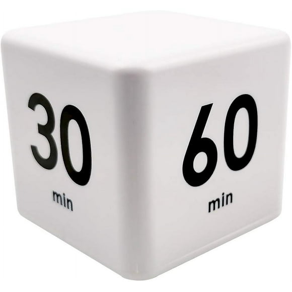 Kitchen Timer for Kids, ADHD Friendly, Timing for Classroom Learning, Time Management Settings 15 20 30 60 Minutes White,6.6*6.6*6.6cm