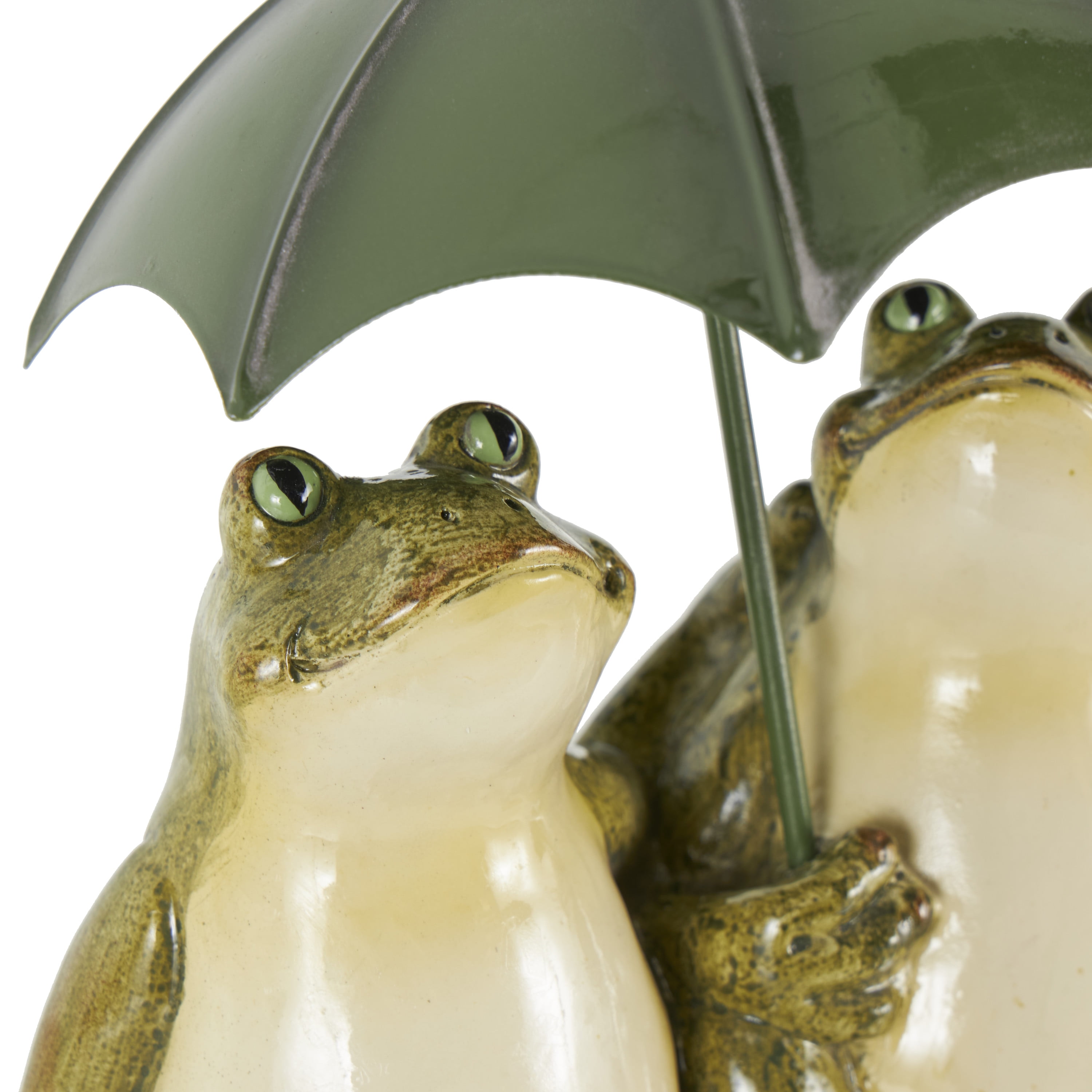 8" x 11" Bronze Resin Sitting Frog Sculpture with Umbrella, by DecMode