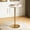 White&Gold, variant on Hi loPres 39.5" High Round Rock Slab Bar Table, Modern White Pub Table with Silver Stainless Steel Base for Kitchen & Bistro