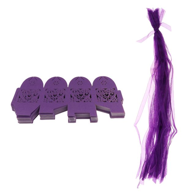 50 Cajas de Caramelos Colco con Huecos de Decoración de Cintas Color Morado