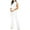 White, variant on aidice Jumpsuits for Women Casual Sleeveless High Neck Belt Zip Slim Fitting Office Flare Pants Rompers