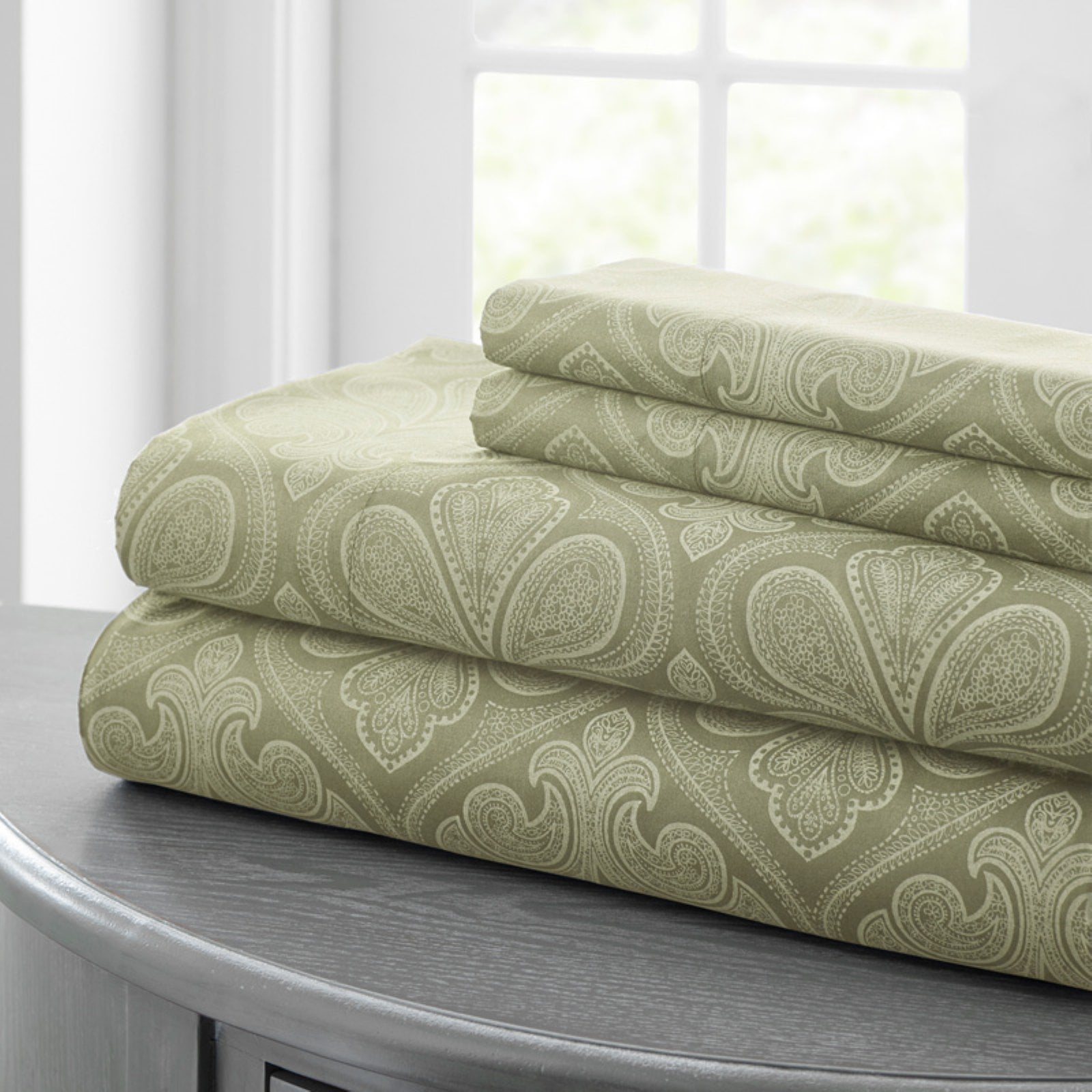 Amrapur Paisley 4 Piece Microfiber Sheet Set