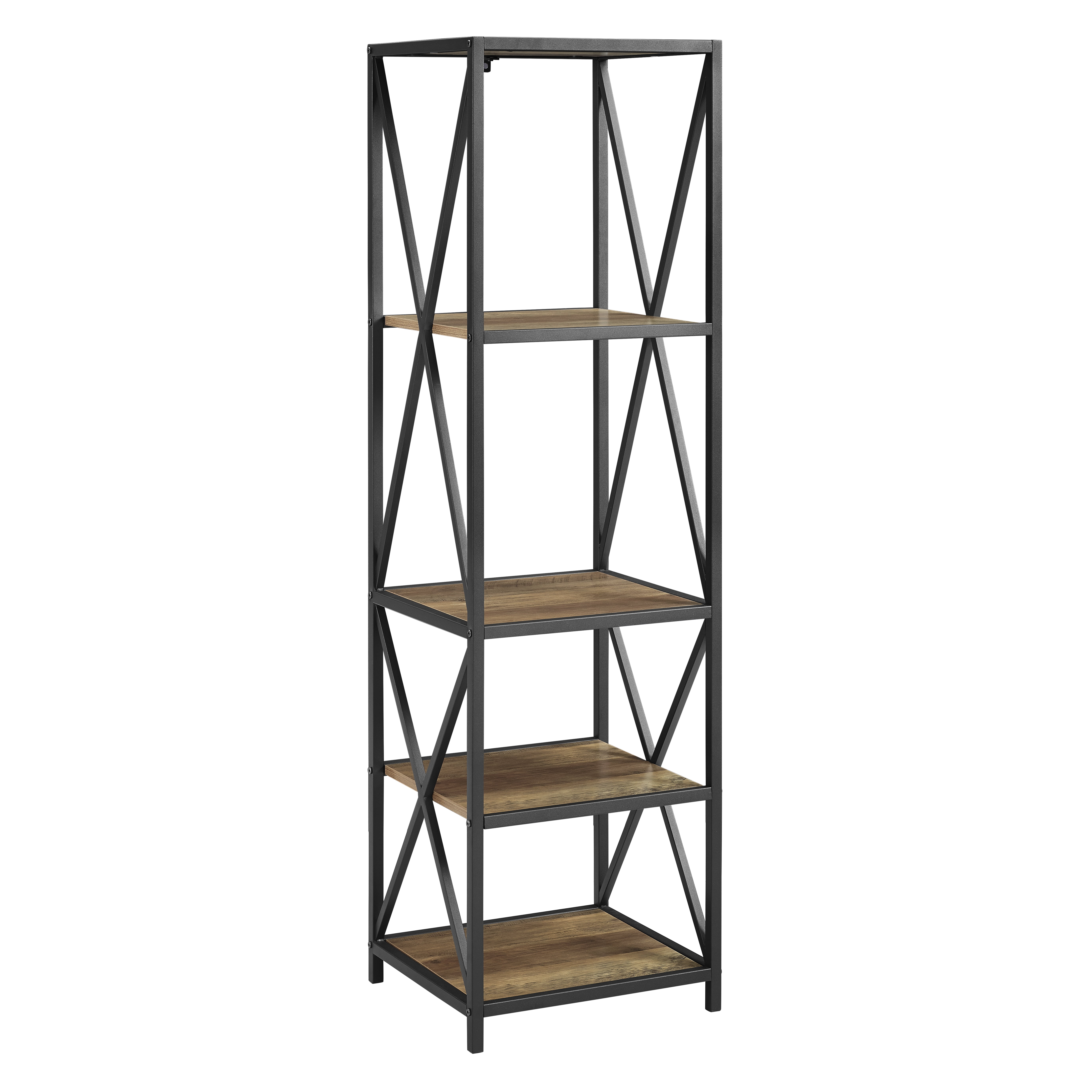 Woven Paths Charlie Farmhouse 4-Shelf Bookcase, Reclaimed Barnwood