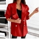 thumbnail image 2 of Chaquetas de traje de Negocios Chaqueta fina informal de peso ligero para mujer, abrigo ajustado, chaqueta de manga larga, abrigos con bolsillos para oficina y negocios,blazer moda（Rojo， L), 2 of 5