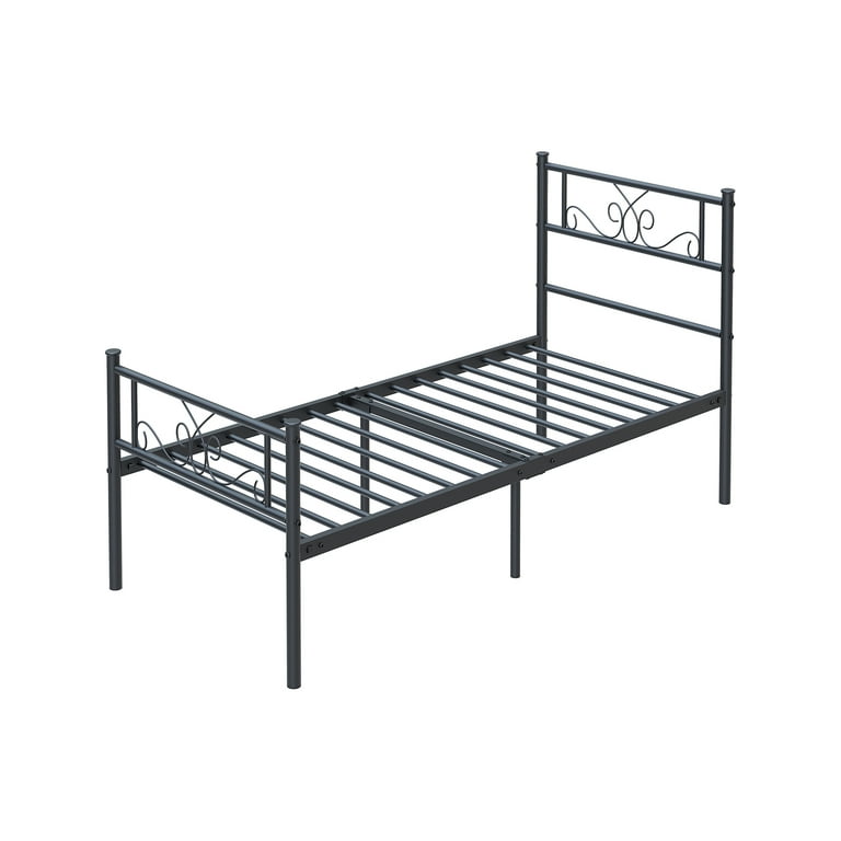 Yoneston Twin Size Metal Platform Bed Frame with Headboard