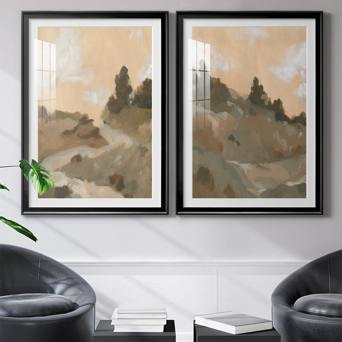 Wexford Home Hillside Walking Path I Premium Framed Print, 26.5" x 36.5" - Ready to Hang, Black (Set of 2)