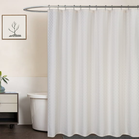 Haperlare 72"Wx72"L Ivory Shower Curtain Heavy Duty Thick Fabric Hotel Luxury Plaid Shower Curtains Checkered Bathroom Shower Curtain, 1 Panel