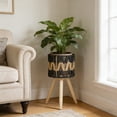 thumbnail image 4 of Woven Flower Pot Stand, Indoor Balcony Wooden Plant Rack for Home Decor, Layered Space-Saving Design for Flower Pots and Potted Plant Display in Living Room and Patio, 4 of 6