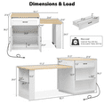 thumbnail image 4 of Yoneston 82.7" Kitchen Island with Extendable Dining Table with Double Layer Storage and Power Outlet, Rolling Kitchen Cart with 2 Drawers 2 Door 2 Side Open Shelves for Kitchen Dining Room, White, 4 of 8