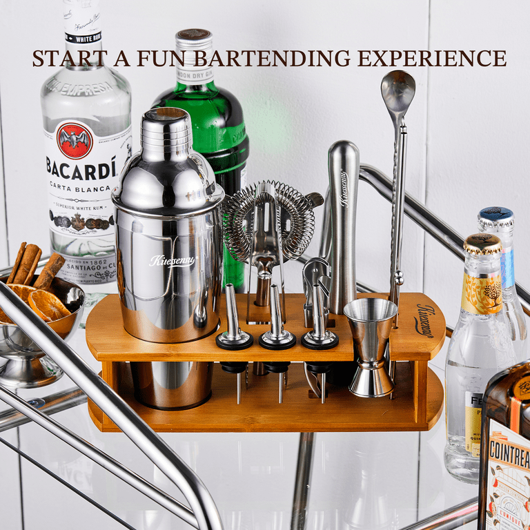 Mixology Bartender Kit: 9-Piece Bar Set Cocktail Shaker Set with Elegant  Metal Stand