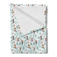 thumbnail image 2 of Ski Pattern Soft Flannel Fleece Throw Blanket, Continuous Pastel Skiing People on Track Simple Trees Winter Theme, Cozy Plush for Indoor and Outdoor Use, 50" x 60", Pale Teal Multicolor, by Ambesonne, 2 of 5