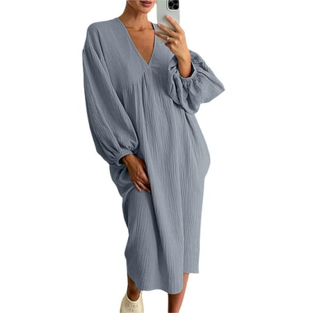 

Women s Comfy Nightgowns Nightdress Sleepwear Long Sleeve Soft Loungewear