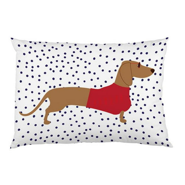 One Bella Casa 74123CSES Dachshund Dots Single Standard Pillow Case, Navy - Multicolor