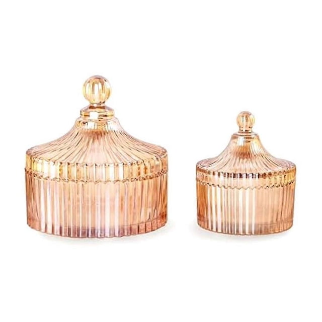 Decorative Glass Jars with Lid Crystal Glass Storage Bowl with Lid Qtip Holder Vanity Canister Jar