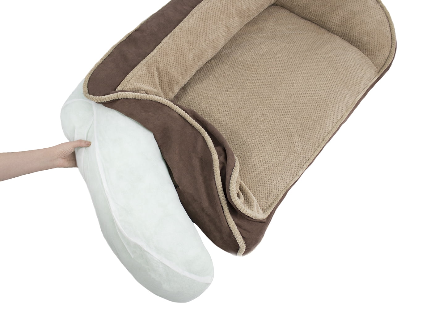 Arlee Home Fashions Medium Deep Seated Lounger Pet Bed with Bolster, Chocolate