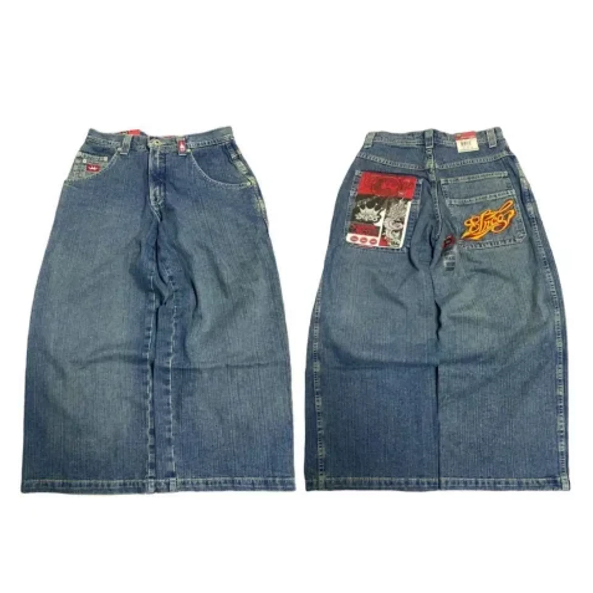 Harajuku Street JNCO Jeans Pocket Embroidered Baggy Denim