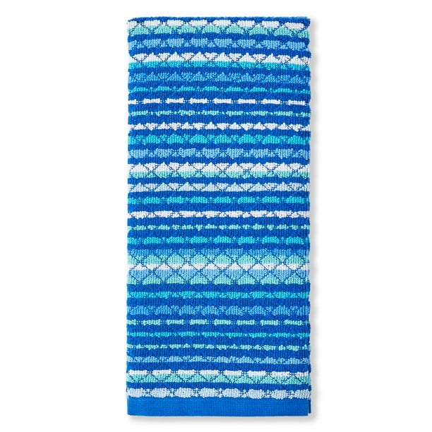 Mainstays Diamond Yarn Dye Kitchen Towel Blue Walmart Com Walmart Com