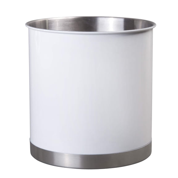 Creative Home Stainless Steel Weighted Base 7" x 7" x 7" 1-Copartment Kitchen Utensil Organizer, White