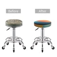 thumbnail image 5 of Fotbe yellow orange and teal Pattern Stool Covers Round,Waterproof Round Bar Stool Covers Bar Chair Covers Washable Stool Cushion Slipcover for 12-14 Inch Chair-12 inch, 5 of 7