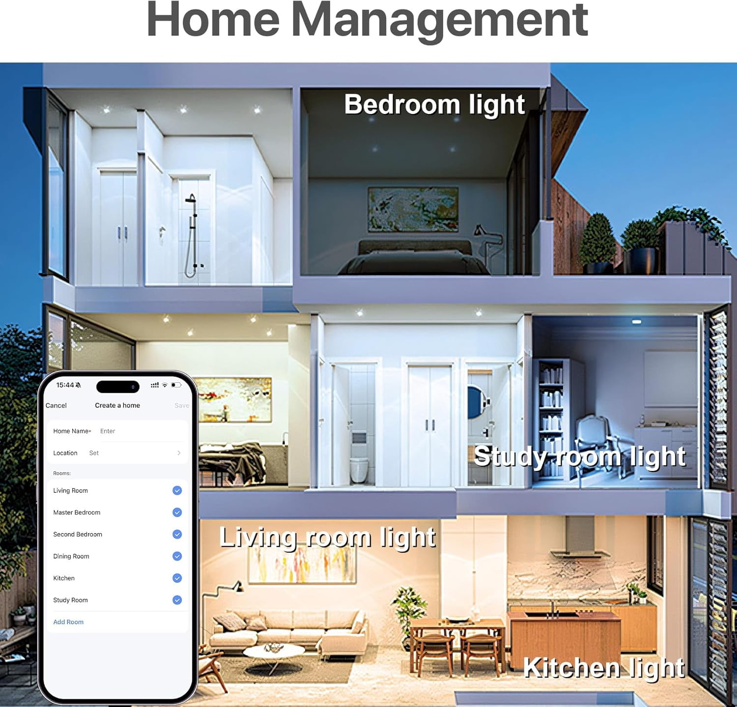 LED Remote Control Light Bulbs 60 Watt Equivalent, Dimmable 2700-6500K Lightbulbs E26 Base, A19 Bluetooth Smart Light Bulb for Lamp, Bedroom, 1 Pack with Remote Control