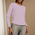 thumbnail image 6 of Women Solid High‑Stretch Yoga Top, Breathable Long Sleeve Workout Shirt with Mesh Back, Slim Fit Sports Pullover for Running Gym Training Purple XL(XL), 6 of 9