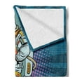thumbnail image 2 of Astronaut Soft Flannel Fleece Throw Blanket, Galaxy and Severed Alien Head Masculine Space Era Fighters Design, Cozy Plush for Indoor and Outdoor Use, 50" x 60", Teal and Coconut, by Ambesonne, 2 of 5