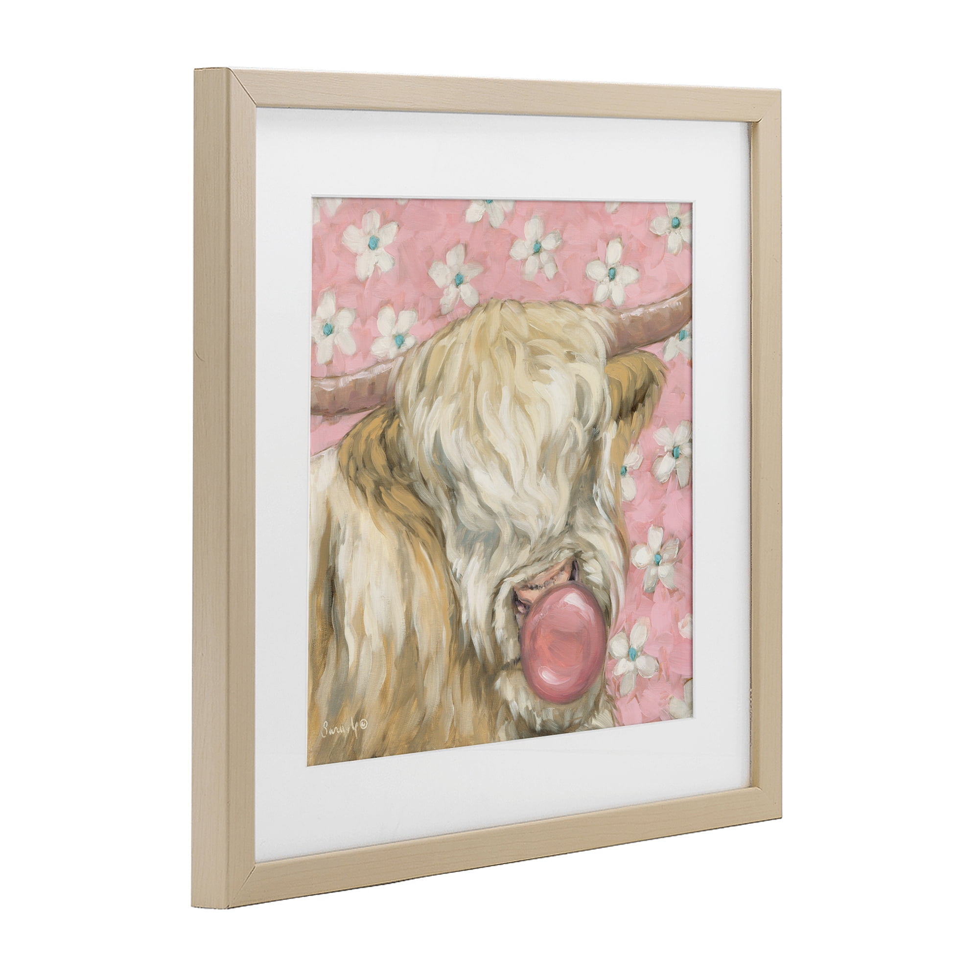 Stupell Industries Bubblegum Cutie Cattle Birch Framed Print Under Glass, design by Sara G. Designs