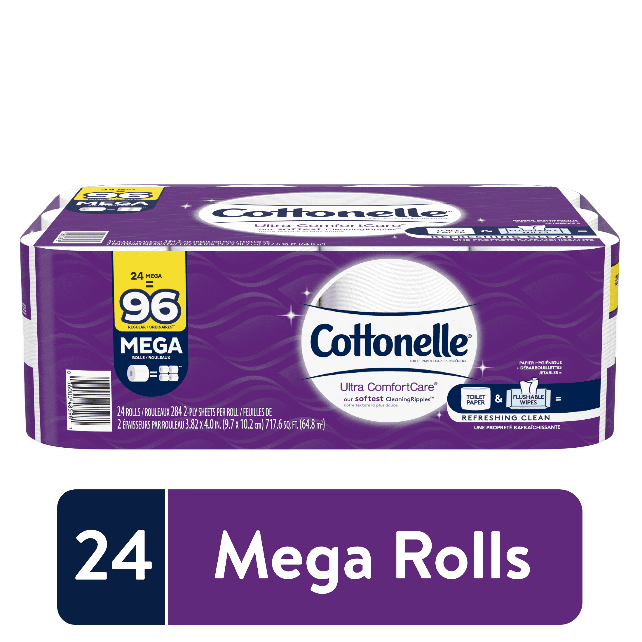 Cottonelle Ultra ComfortCare Toilet Paper, 24 Mega Rolls (=96 Regular