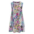 thumbnail image 4 of WTOBBY Women's Casual Fashion Breathable V-Neck Vest with Pockets Floral Holiday Dress, Summer Style with Lightweight Fabric, Comfortable and Flowy for Vacation Wear,Purple Pink L, 4 of 5
