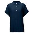 thumbnail image 3 of Womens T Shirts Summer Tops 2025 Solid Color Short Sleeve Button Down Lapel Blouse Tees Tshirts Shirts for Women, 3 of 7
