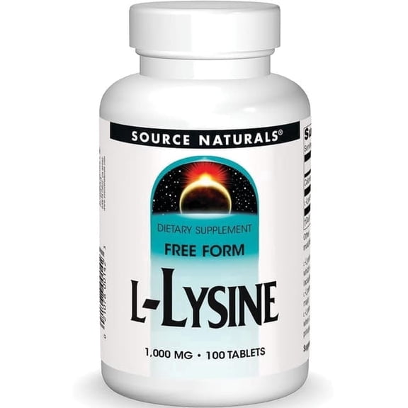 Source Naturals L-Lysine Free Form -Amino Acid Supplement Supports Energy Formation & Collagen* - 100 Tablets