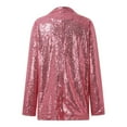 thumbnail image 5 of HXWCHs Women's Sparkling Sequin Long Sleeve Party Jacket Shiny Lapel formal Casual Outerwear Coat XL Hot Pink, 5 of 8