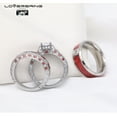 thumbnail image 6 of Couples Rings Wedding Ring Sets 10kt White Gold Plated Red Ruby Cz Titanium band 3pc, 6 of 6