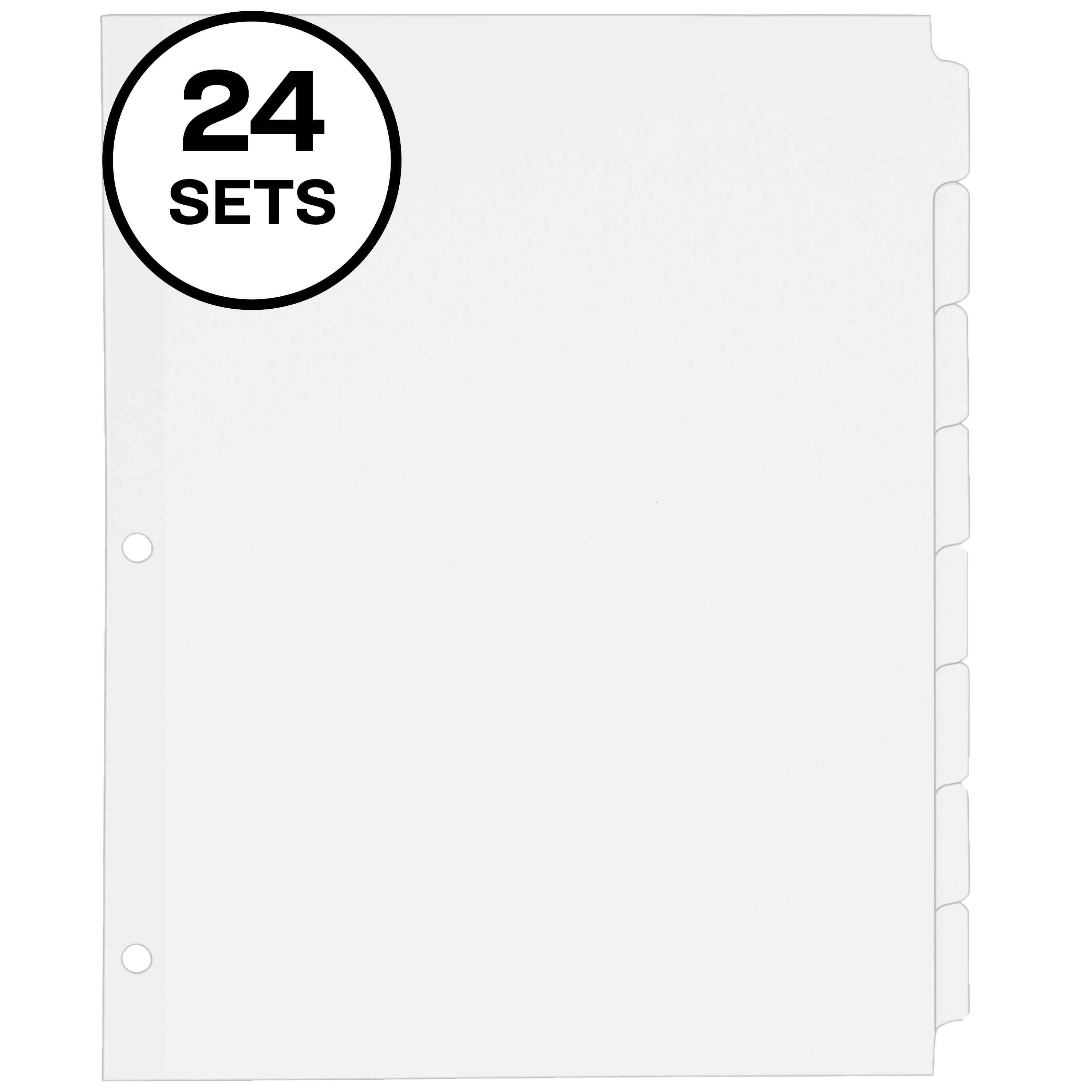 Write-On Plain Tabs 24 Sets 8-Tab Binder Dividers White New 11507 